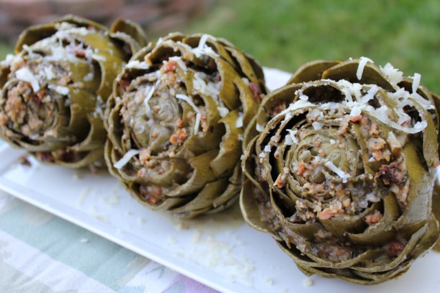 Dutch oven Stuffed Artichokes Recipe IMG 2344 640x480 Dutch oven Stuffed Artichokes Recipe