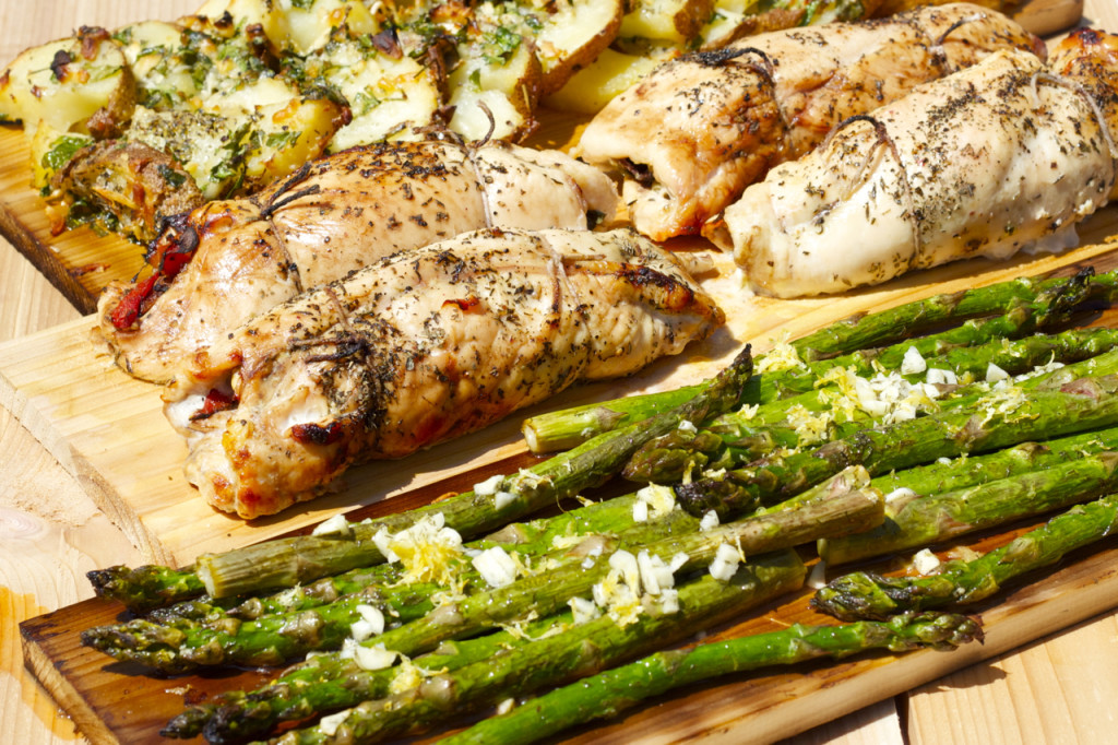 Cedar Plank Grilled Gorgonzola Stuffed Chicken