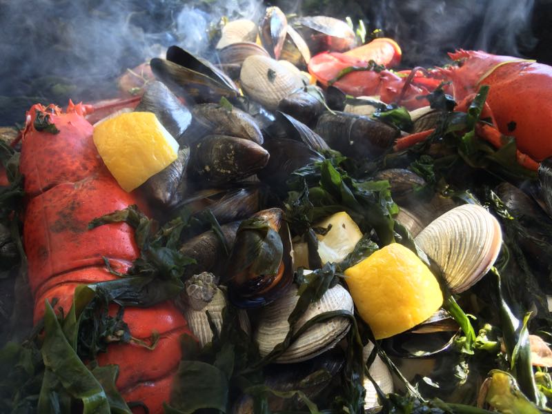 Backyard New England Clam Bake in a Weber Kettle