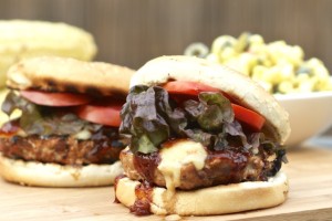 BBQ Pork Burgers with Smoky Cheddar Cheese