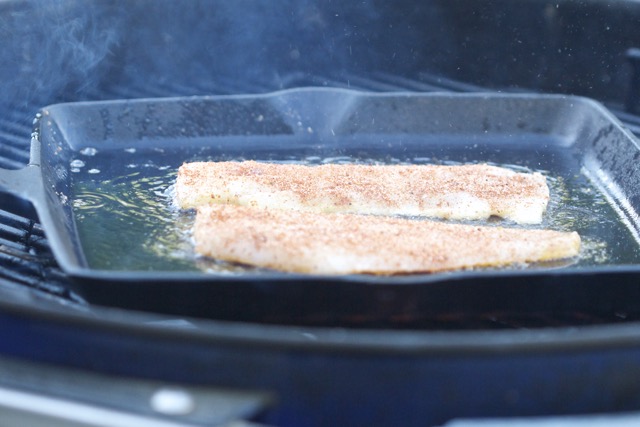 Grilling Fish in a Square Cast Iron Skillet | Cooking-Outdoors.com | Gary House