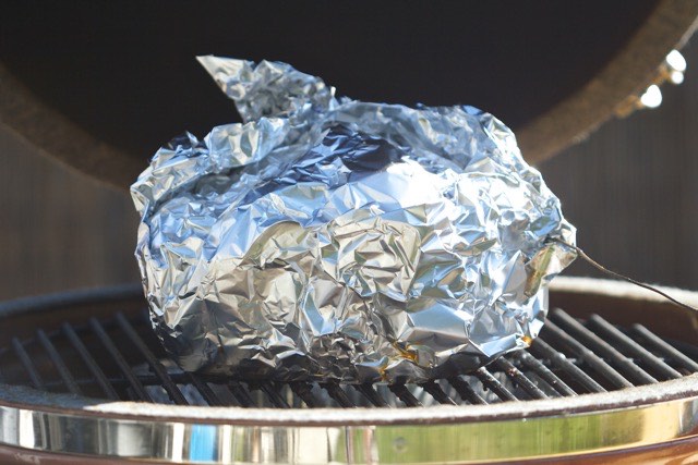 Pork Butt Wrapped in Foil to Finish Cooking | Cooking-Outdoors.com | Gary House