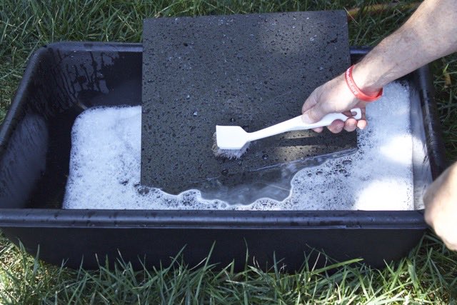 Island Grillstone scrubbed with soap and water | Cooking-Outdoors.com | Gary House