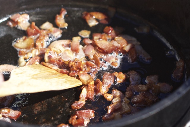 Cooked bacon in Dutch oven | Cooking-Outdoors.com | Gary House