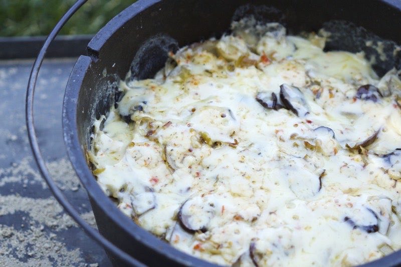 Finished Dutch oven Scalloped Idaho Potatoes | Cooking-Outdoors.com | Gary House
